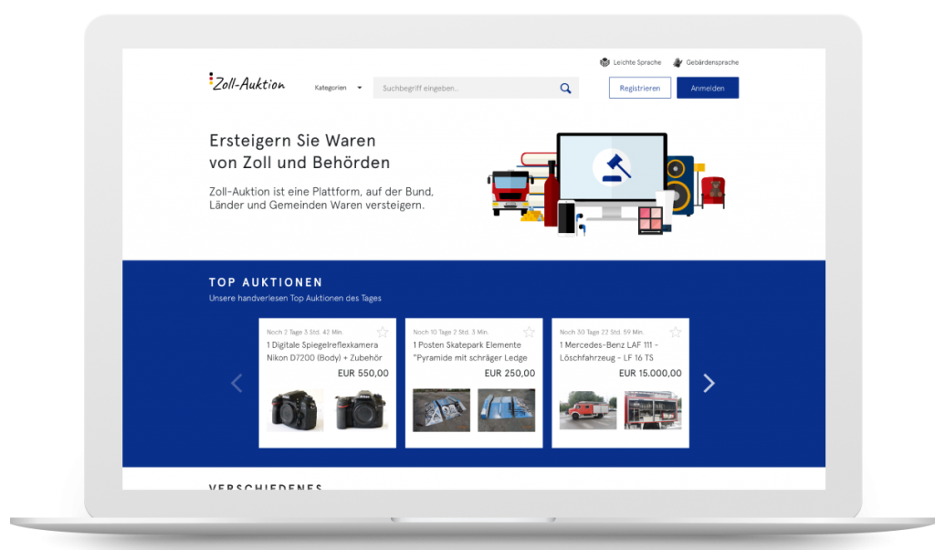 Example screenshot from the redesign of the customs auction platform. (Source: Tech4Germany)